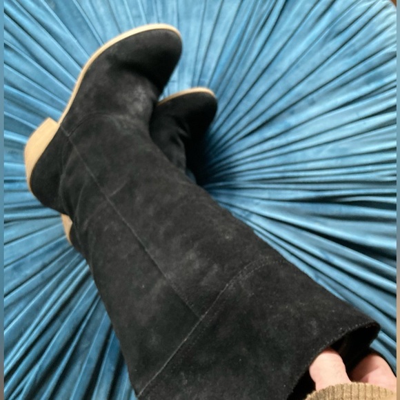 BDG black suede boots block heel round toe pull on slouchy or knee length Sz 10 - Picture 5 of 16